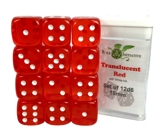 D6 Translucent Dice Set: Set of 12d6 (18mm)