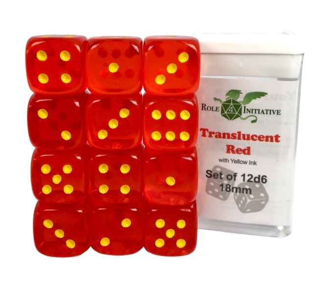 D6 Translucent Dice Set: Set of 12d6 (18mm)