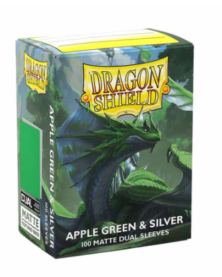 DRAGON SHIELD SLEEVES: MATTE DUAL: APPLE GREEN AND SILVER (100CT)
