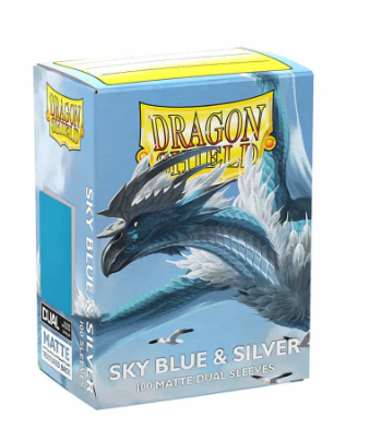 DRAGON SHIELD SLEEVES: MATTE DUAL: SKY BLUE AND SILVER (100CT)