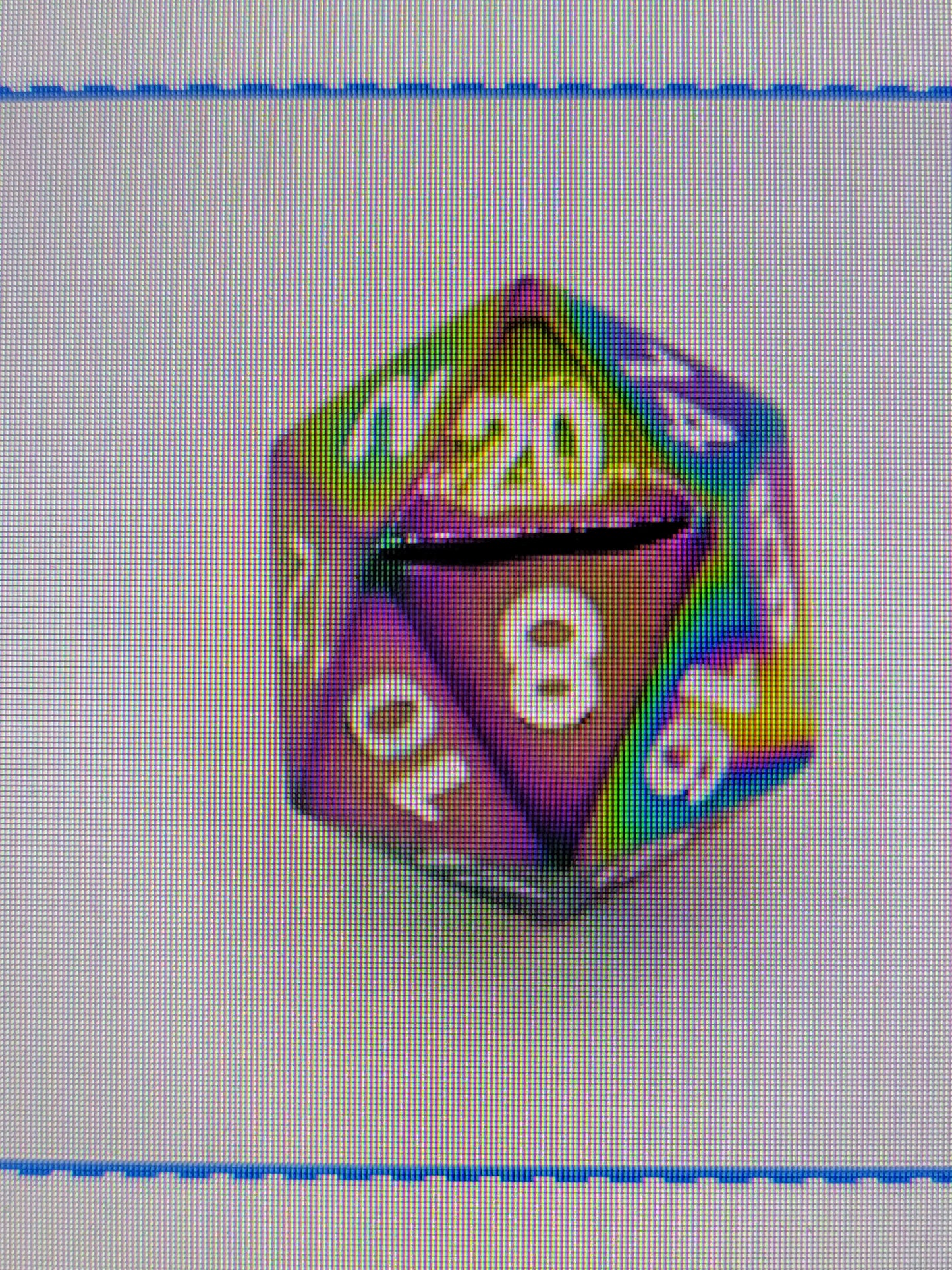 Single Metal D20 - Rainbow with White numbers