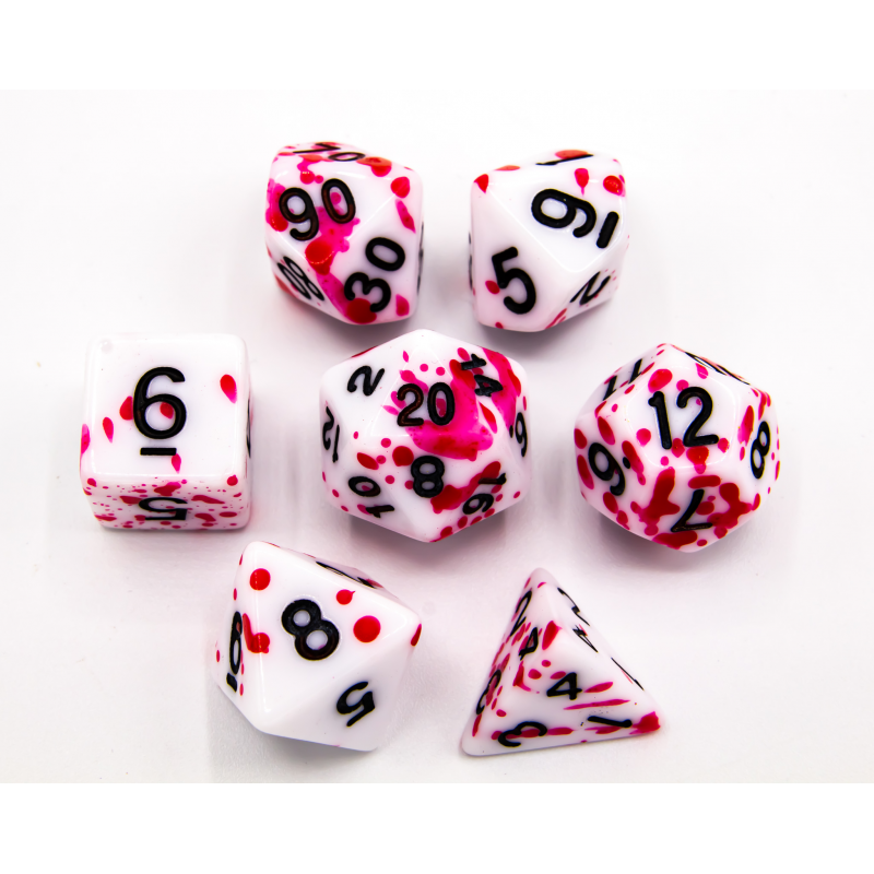Set of 7 Speckled Polyhedral Dice with Black Numbers for D20 based RPG's