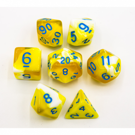 CHC Set of 7 Milky Polyhedral Dice with Numbers