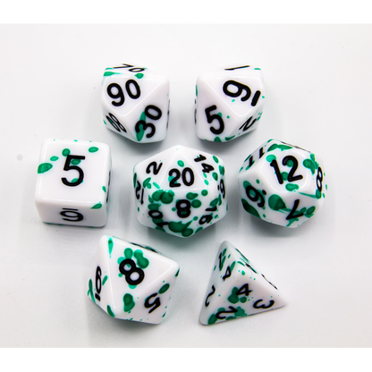 Set of 7 Speckled Polyhedral Dice with Black Numbers for D20 based RPG's