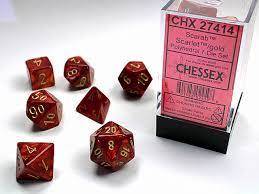 Chessex Signature Dice Set: Scarab - Scarlet/Gold