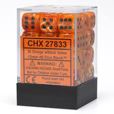CHESSEX: Vortex: 12mm D6 Orange/Black (36)