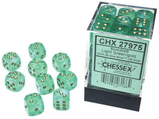 Chessex Signature Dice Set: Borealis Luminary - Light Green/Gold