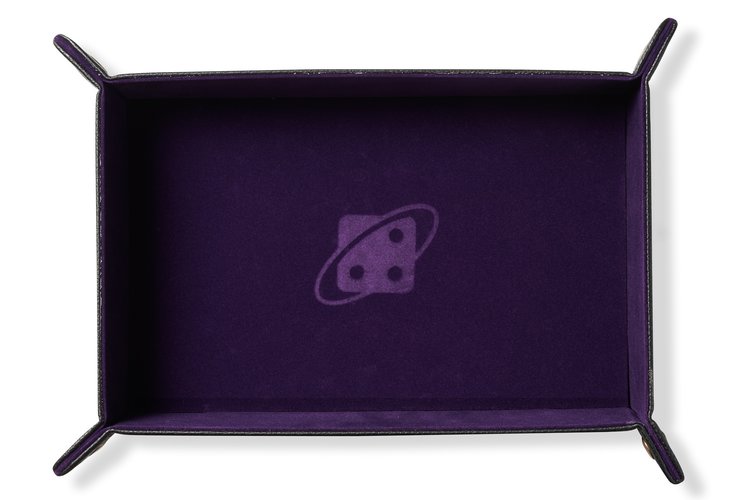 Dice Tray: Rectangle, Folding - Purple, Copper Buttons